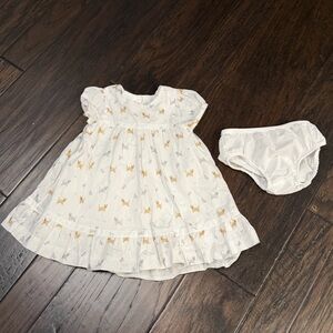 Janie and Jack White Baby Dress with dog Print